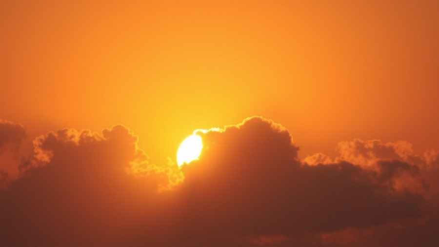 Vibrant sunset with clouds evoking for-profit solar geoengineering