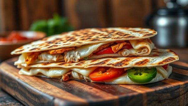 Best quesadillas from chain restaurants on wooden board