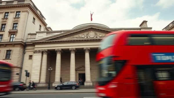 Bank of England and red bus, illustrating interest rate impact on mortgage.