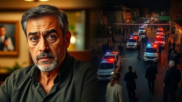 Birmingham Football Match Violence: Chaotic night scene and concerned man