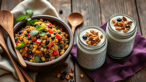 Fiber-rich meals for blood sugar stabilization in rustic setting.
