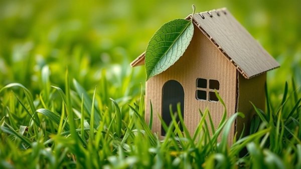 Eco-friendly house on grass, symbolizes green mortgage cashback UK.