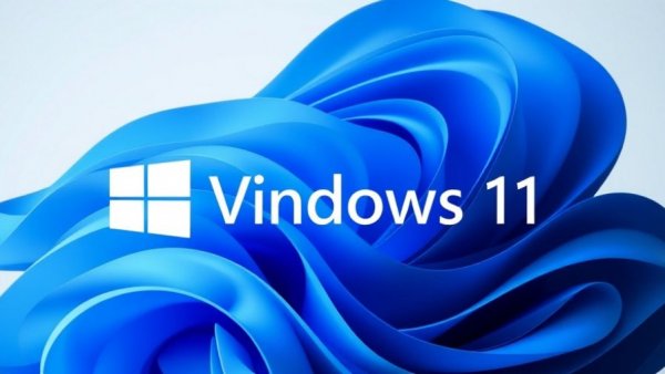 Windows 11 26H1 logo with abstract blue background