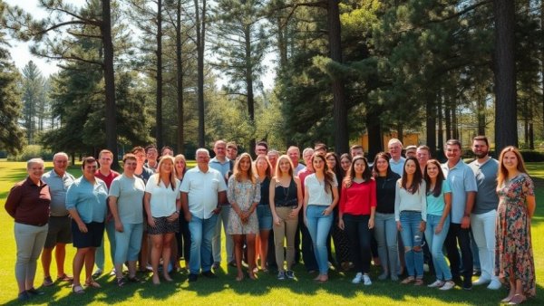 Group photo of Citizens Advice Dumfries team on a green lawn, sunny day.