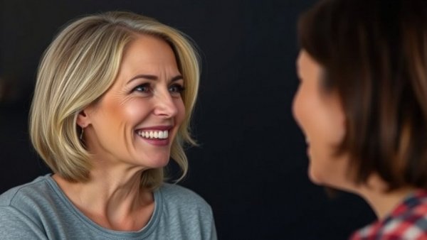 Woman discussing Britain's Online Safety Act indoors.