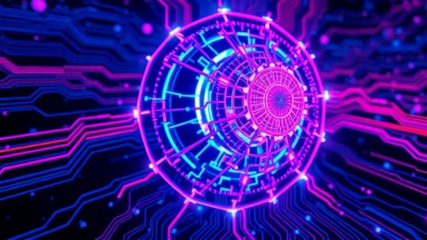 Futuristic digital structure symbolizes cybersecurity in AI and quantum.