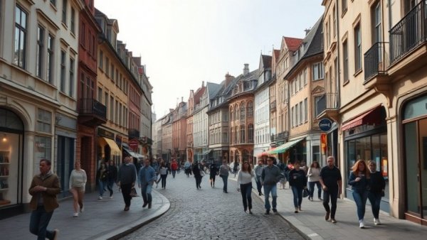 Urban densification housing solutions depicted in historic Cambridge street scene.