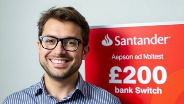 Santander £200 bank switch promo with smiling man.