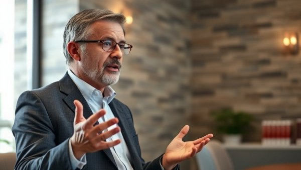 Financial expert discussing 30% tax planning solution in an office.