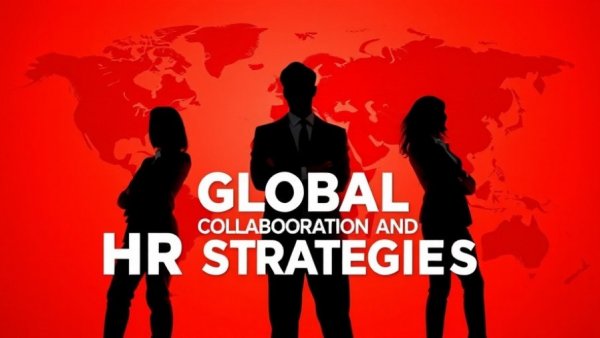 Global HR strategies backdrop with business silhouettes, highlighting growth.