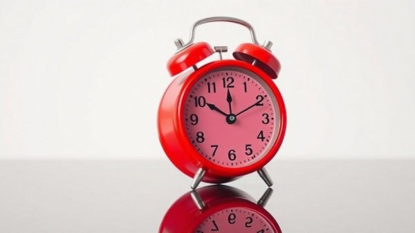 Vibrant alarm clock resting on a surface, vibrant color, macro shot.