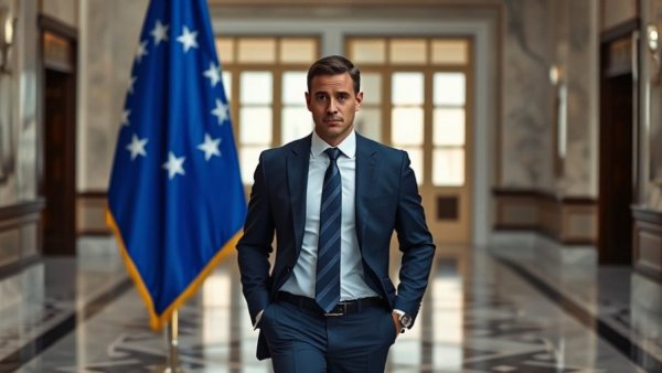 Ron Dermer Resignation Impact: Formal man in a suit walking confidently indoors.