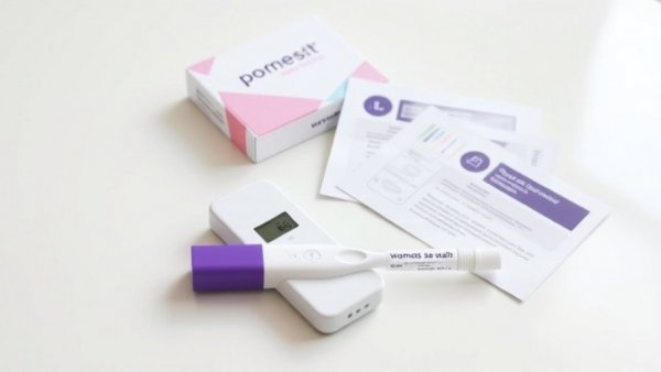 Modern at-home STI testing kit displayed on table, including device and instructions.