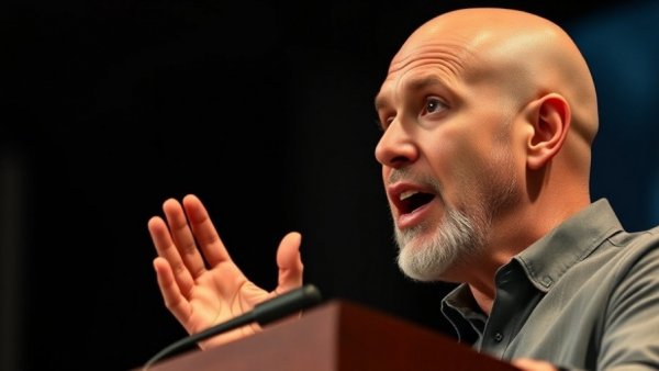 Engaged speaker discussing mortgage plans at a podium