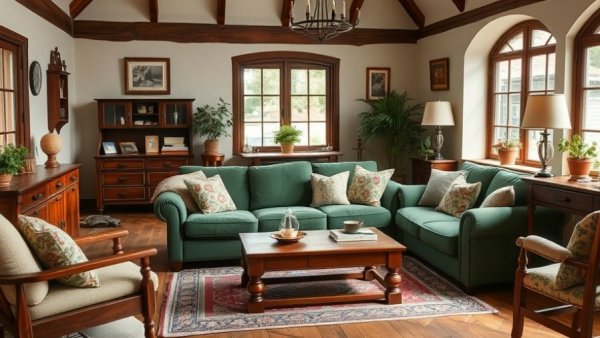Tudor home renovations featuring a cozy, stylish living room.