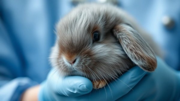 Gentle scene of a rabbit and gloved hand, highlighting compassion in stopping animal testing.