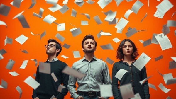 Three people amidst flying papers, depicting Epstein Files Release Debate.