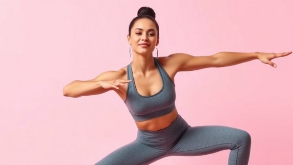 Fit woman doing bridge pose on pink backdrop, 8-minute bodyweight flow after 55.