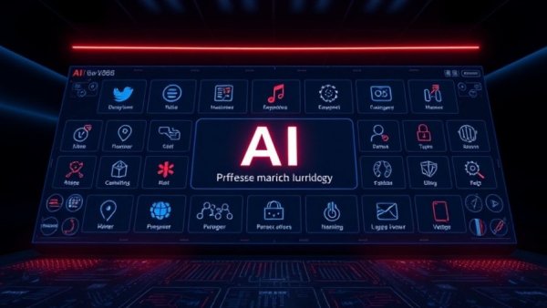 All-in-one AI platform interface with service icons on dark background.