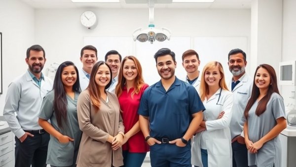 Friendly dental team discussing dental payment plans in a modern clinic.