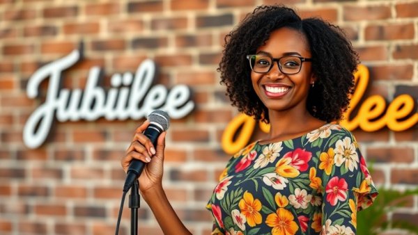 Woman discussing financial energy strategies at Jubilee center.