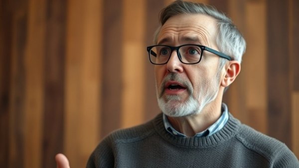 Man speaking passionately, blurred background, illegal to be a Christian context.