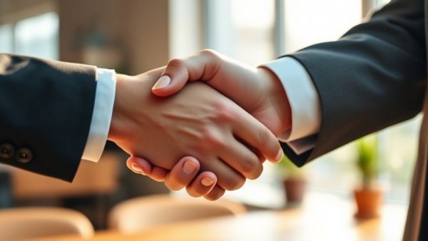 Firm handshake symbolizing property development financing agreement.