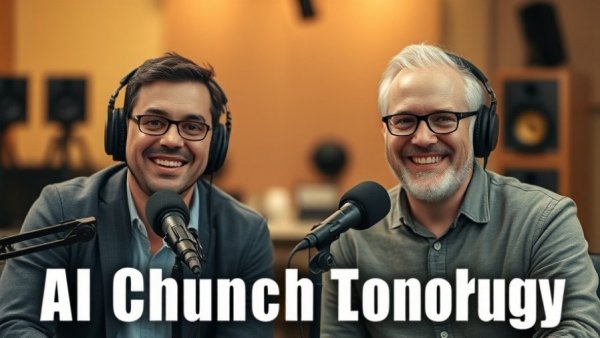 Podcast hosts discussing AI accessibility in church services.