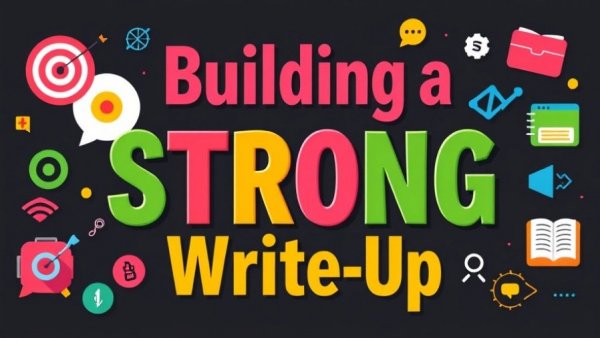 Graphic for building a strong write-up in sermons, vibrant icons.
