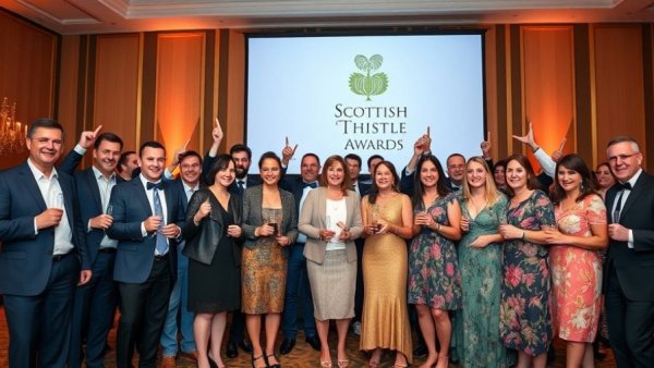 Award winners on stage at Scottish Thistle Awards Dumfries and Galloway.