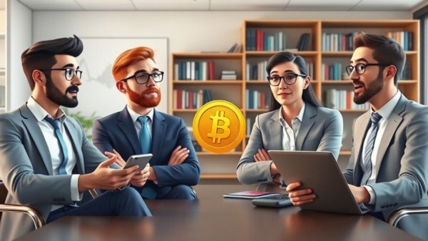 Professionals discuss cryptocurrency trends in a virtual meeting, 'Is It Time to Sell Bitcoin?'