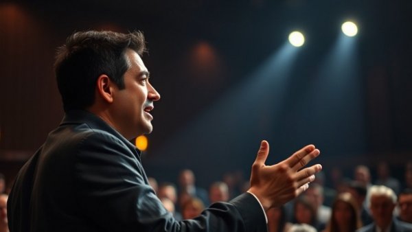 Confident speaker discussing leadership lessons from Trump Mamdani meeting.