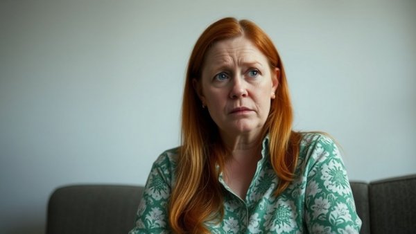 Concerned woman discussing cultural appropriation insights indoors.