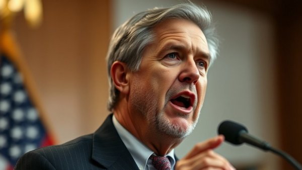 Russia Ukraine peace talks: Speaker addressing audience, US flag in background.