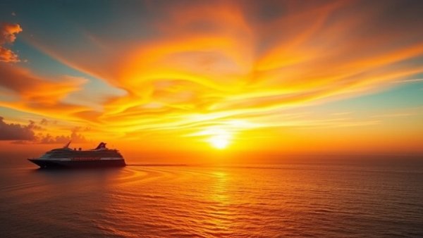 Budgeting for a Disney cruise: sunset cruise ship.