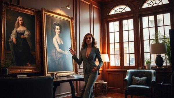 Elegant design room with classic decor, perfect for home staging.