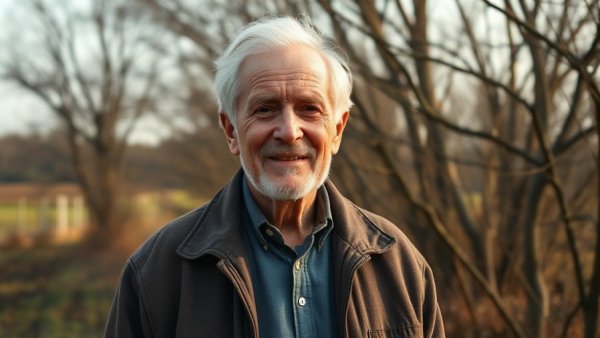 Mature man outdoors with trees, related to housing market concerns.