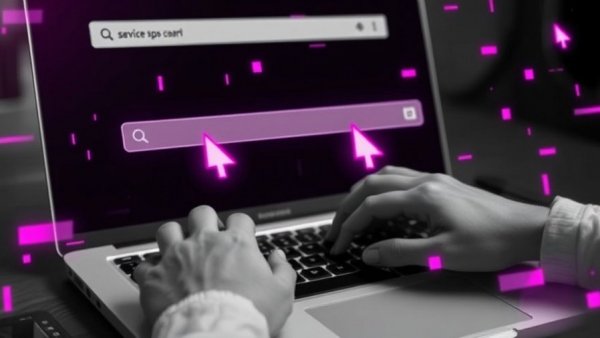 AI prompts for productivity: hands typing on laptop, digital design.