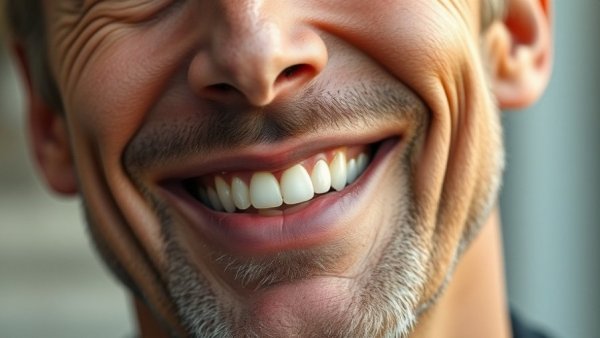 Close-up of smiling man's face emphasizing natural textures, wabi-sabi philosophy in business