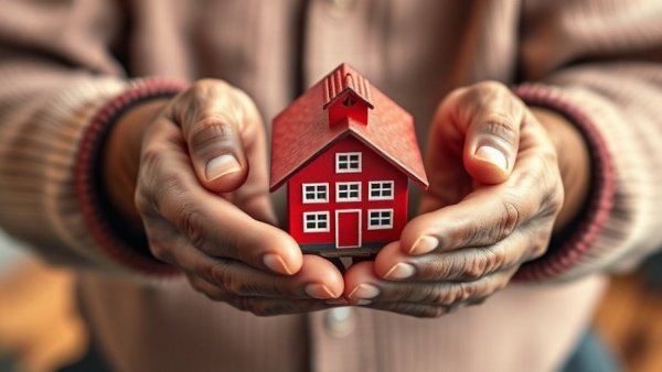 Senior hands holding a red toy house, symbolizing BM Solutions maximum age increase for buy-to-let.