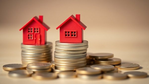 Red house models on coins symbolizing mansion tax impact on market