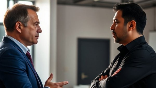 Serious discussion between two men highlighting ethical concerns on puberty blockers, cinematic setting.