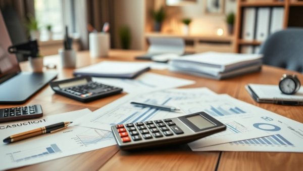 Office desk with financial documents and calculator for debt solutions UK.