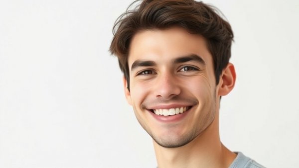 Young man smiling confidently for a broker portal
