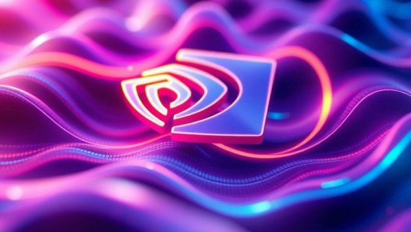 Nvidia logo with colorful glowing waves, relating to Google AI chip market impact.