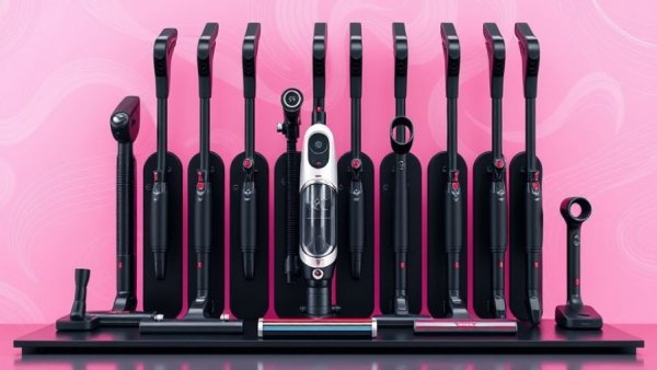 Sleek vacuum stand holder for clutter management, modern design.