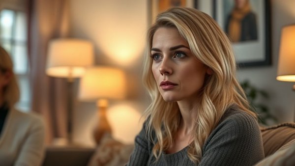 Young woman discusses rising taxes in UK budget 2025 in a living room setting.