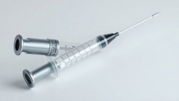 Macro shot of a detailed metallic syringe.