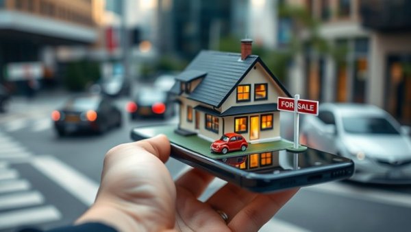 Miniature house on smartphone depicting UK housing market resilience