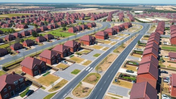 Suburban development in North Devon showcasing affordable housing.